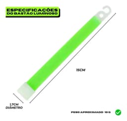 Cyalume Bastão Luminoso À Prova D Agua Duração Luz 8h/12h