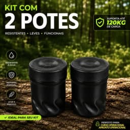 Kit 2 Potes Pretos Para Campo Básico Sd Curso Op Kit Militar