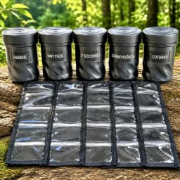 Kit 5 Potes + 5 Divisores Kit Militar Campo Básico Curso Op